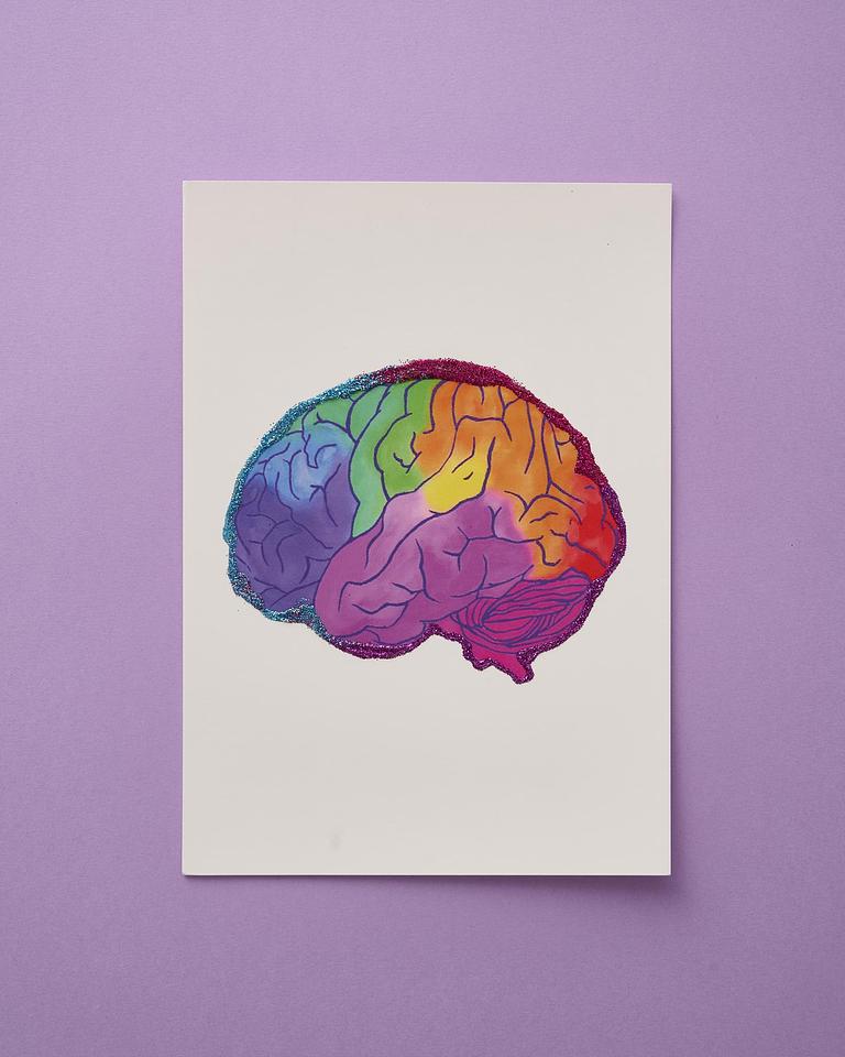 'Rainbow Glitter Brain' Print